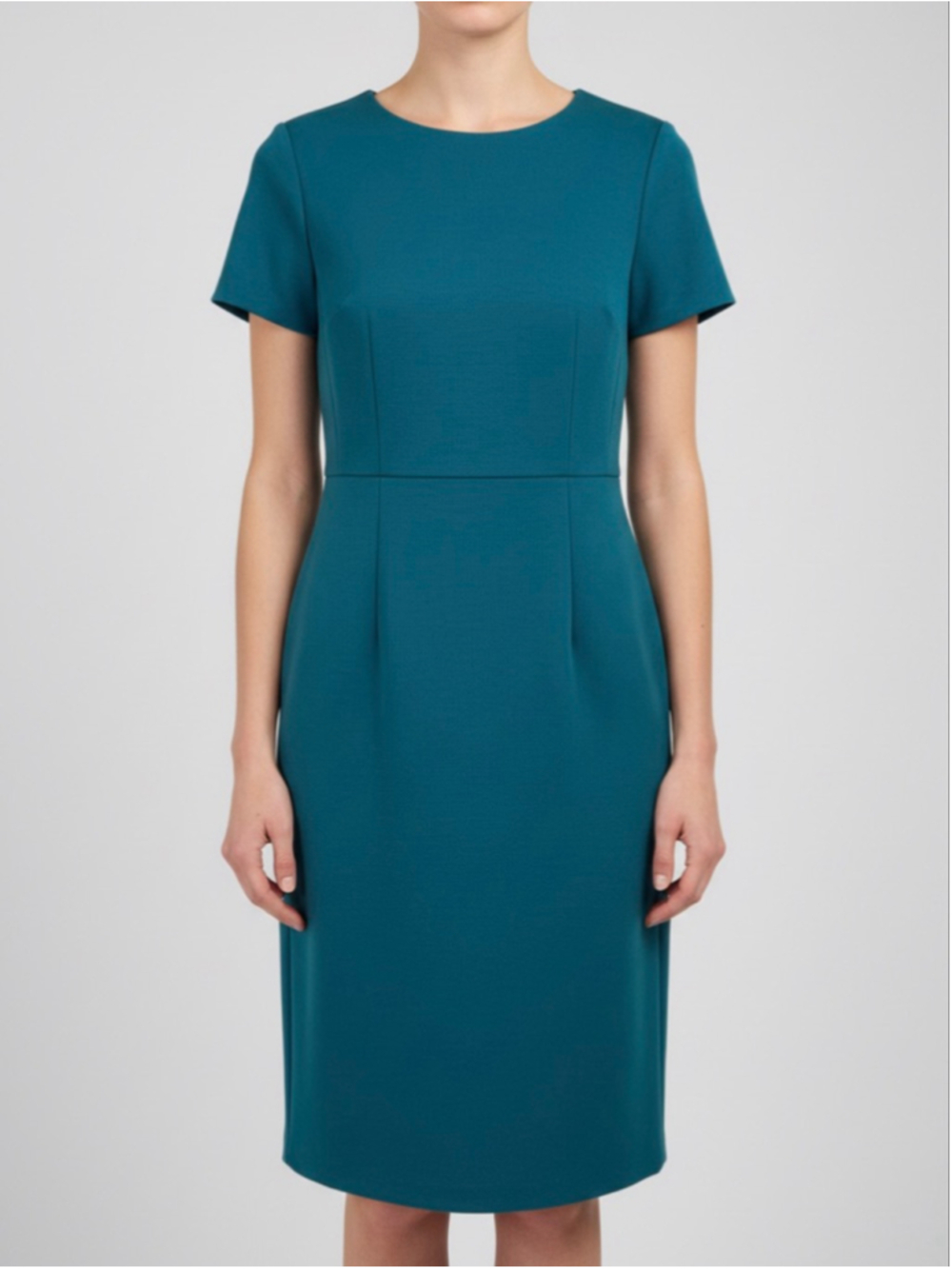 Women's Ann Taylor Petite Teal Short Sleeve Sheath Dress 4P